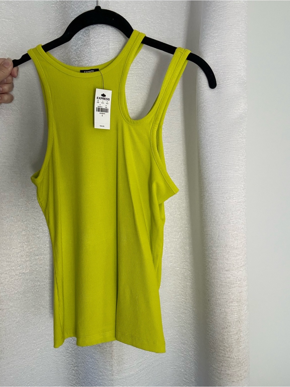 Express Women's Lime Green Ribbed Racerback Tank Top NWT